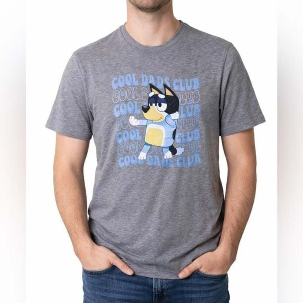 Bluey Cool Dads Club Graphic Tee Shirt Gray Bella Canvas Size Large